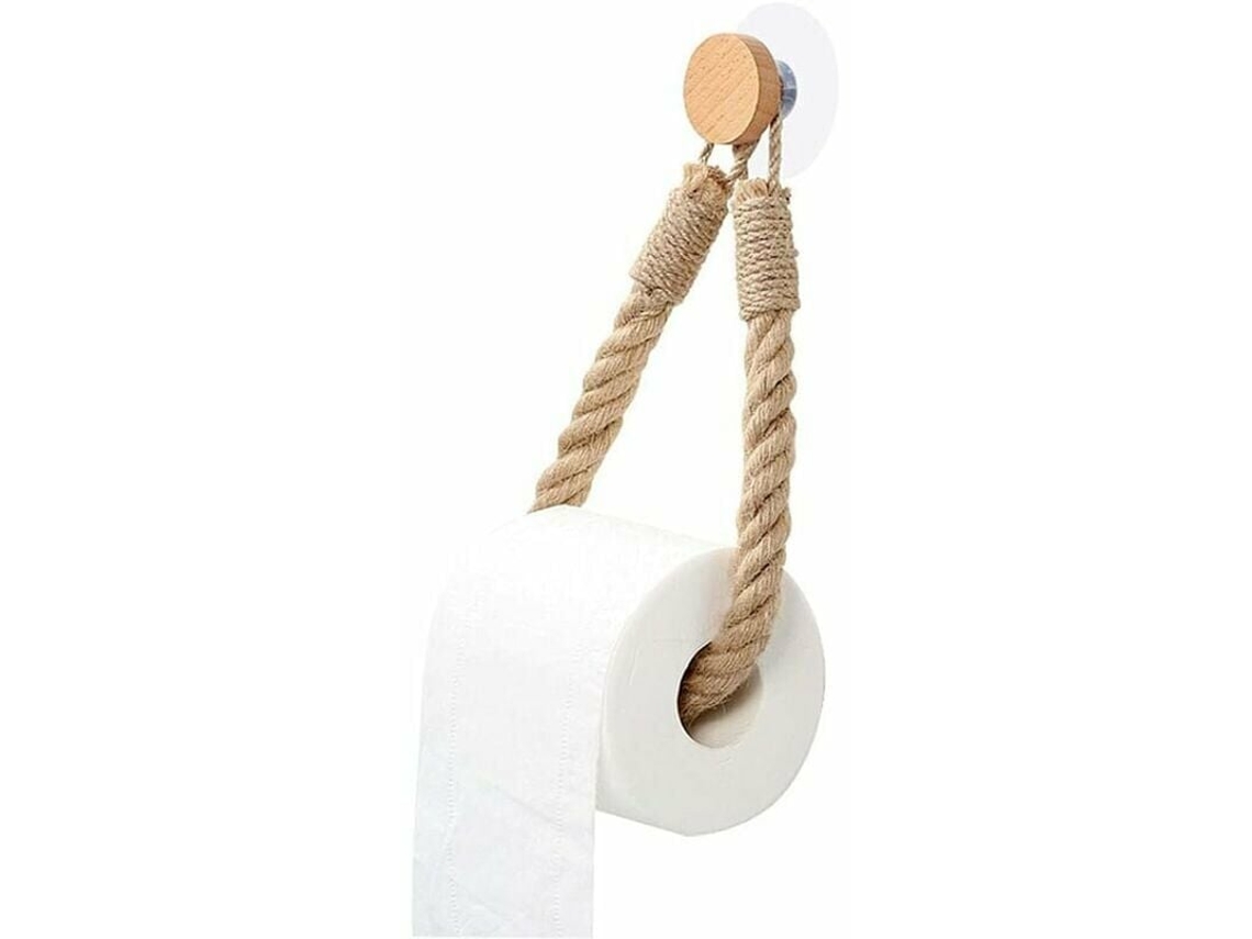 Porta-Papel Higiênico Autoadesivo Suporte em Corda de Cânhamo Retro para Banheiro e Cozinha Marrom NEVEANCE