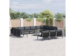 Vidaxl Conjunto De Sofá De Jardim 13 Unid. Preto Aço