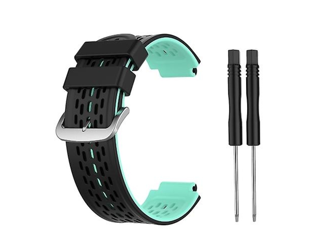 Pulseira De Relógio Garmin Approach S2/ S4 Feita Silicone Bicolor, Preto E Verde Menta.