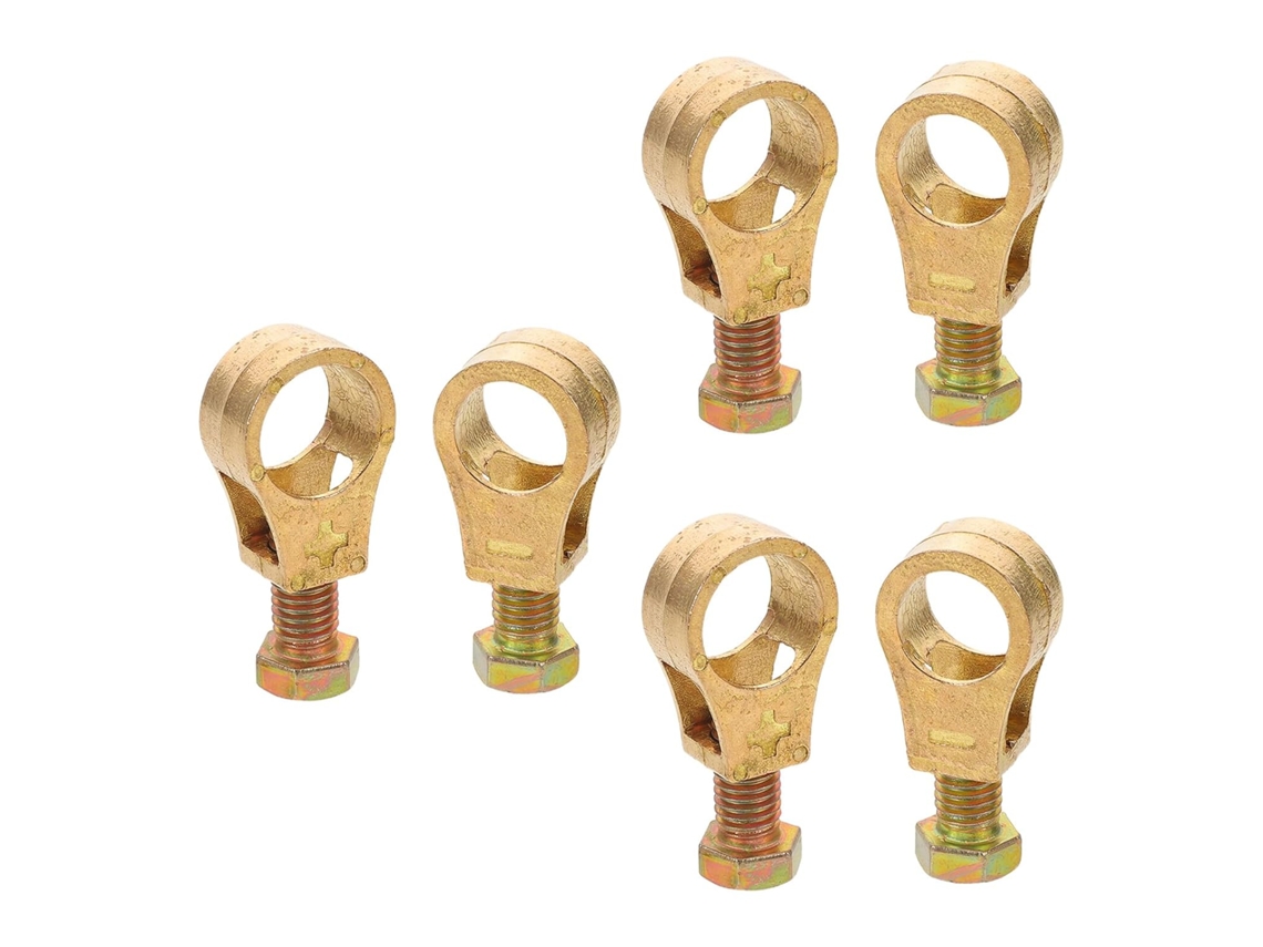 Conjunto De 6 Grampos De Bateria Em Cobre Puro, Conectores Positivo E Negativo Para Carro, Caminhão E Barco.