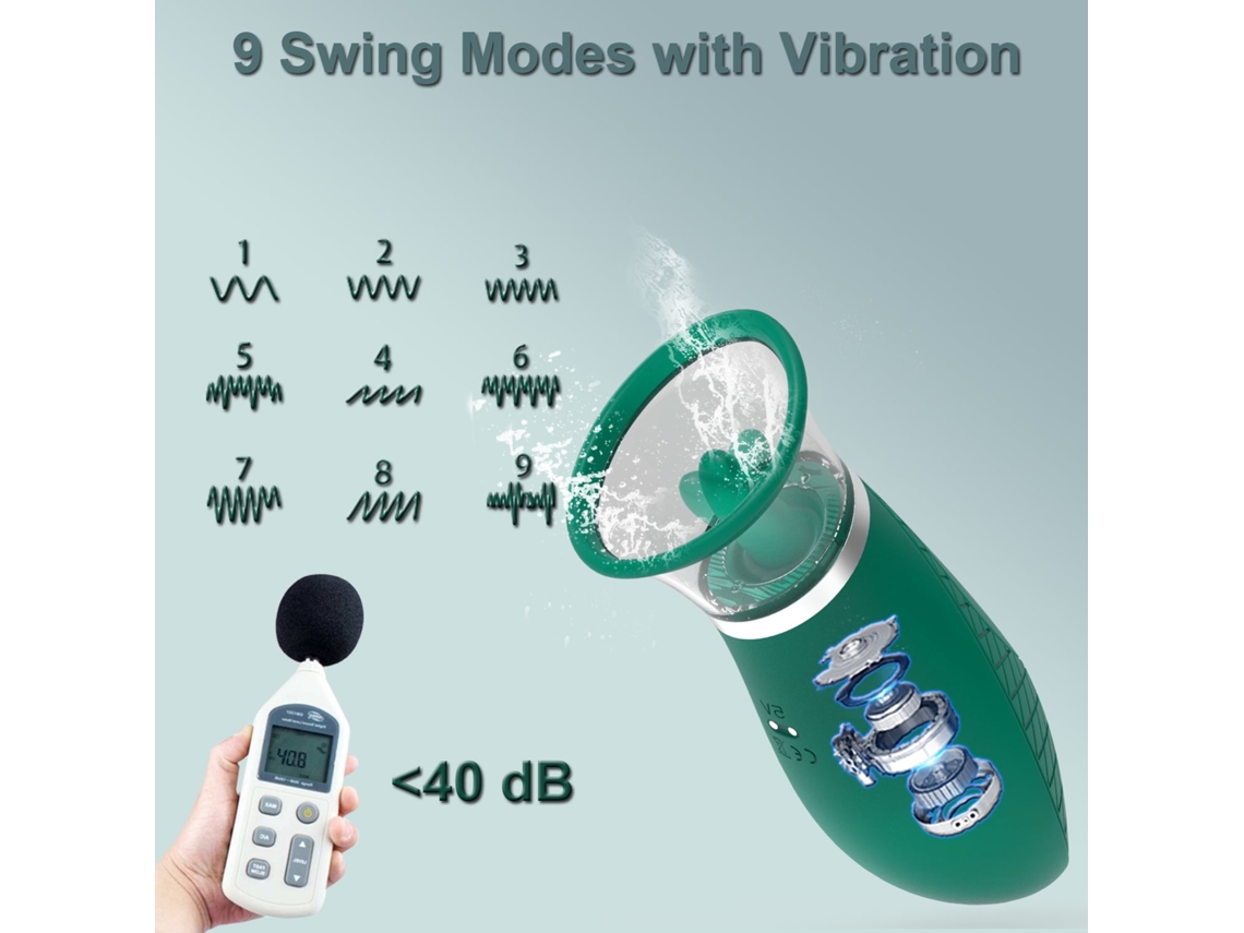 Vibrador Feminino Estimulador de Sucção do Ponto G com 9 Vibrações e 3 Modos de Sucção, Massageador de Silicone Verde Cuich