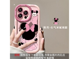 Capa Rosa Puff Sakura Para Iphone 17 Pro Max Com A Boneca Minnie Mouse.