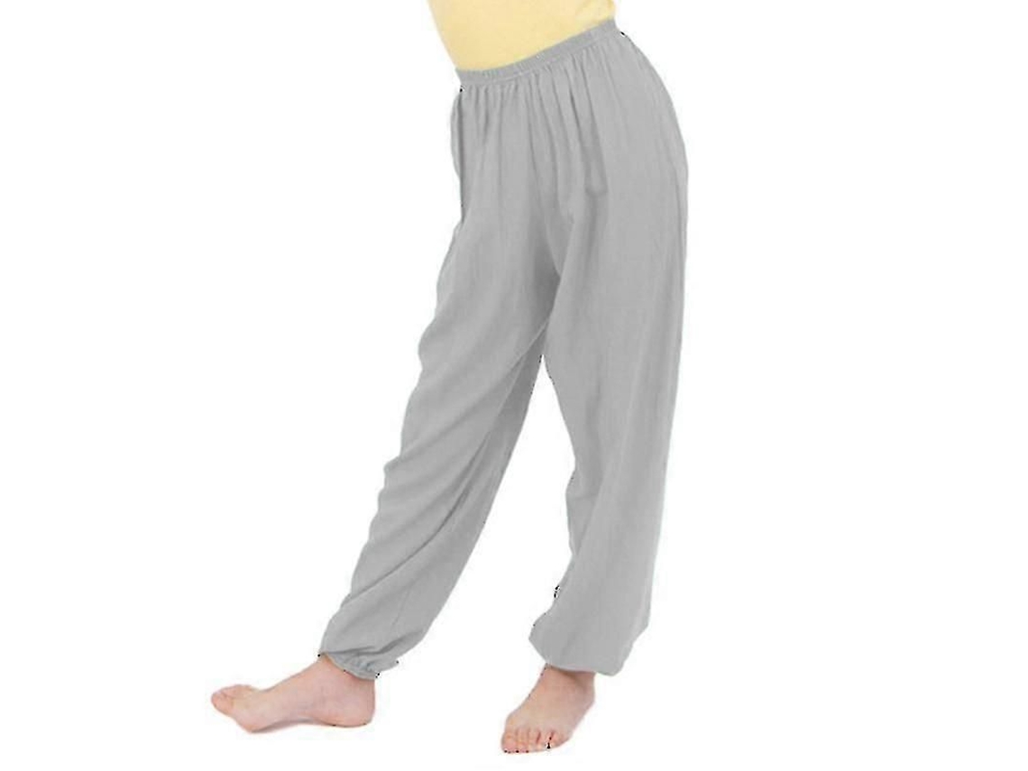 Calcinha Baggy Dança Aladim Bloomers Yoga Infantil Menino Menina Calças Casual Soltas Harem Cinza