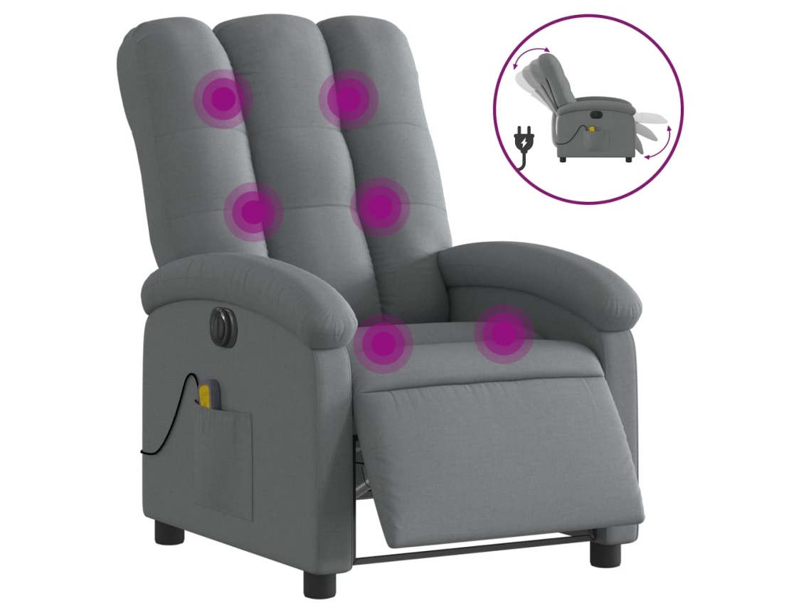 Electric Massage Recliner Chair, Electric Massage Recliner Chairs Vidaxl Cinzeto Tecido