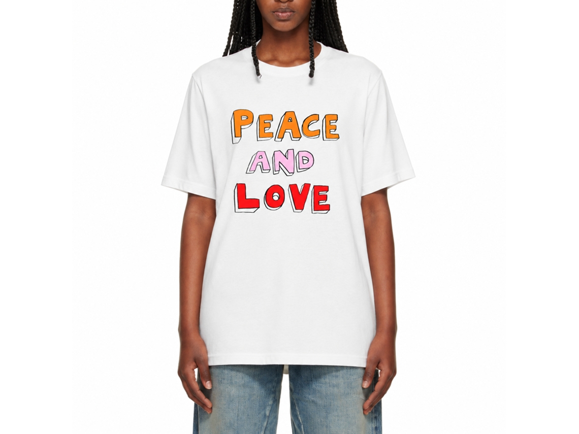 Camiseta Rockinstone Bella Freud 'paz e amor' War Child - Estilo de designer exclusivo