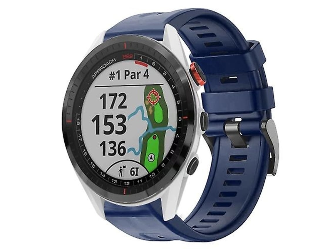 Pulseira De Relógio Lurelia Para Garmin Approach S62 Em Silicone Azul Meia Noite