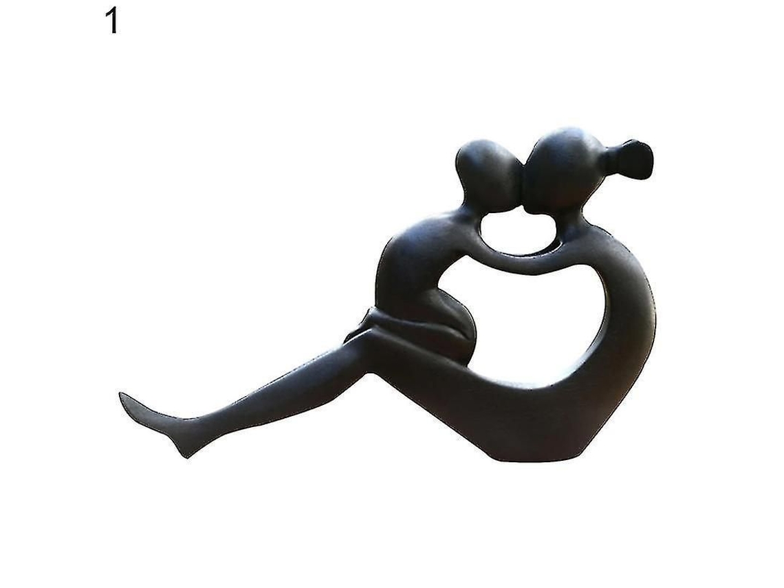 Estatua Artesanal Madre E Hijo Abrazo Abstracto Decoración De Mesa Regalo Para Días Festivos Negro