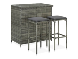 Vidaxl 3 Pcs Conjunto De Bar Vime Pe Cinzento