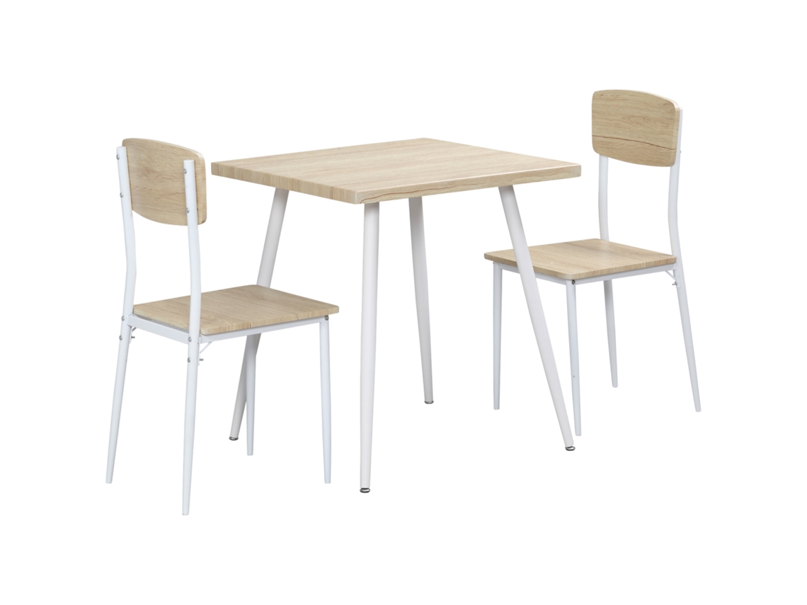 Ensemble Table À Manger Quadrada 3 Pièces Avec 2 Chaises Cozinha, Sala De Jantar Tabuleiro Em Mdf, Estrutura De Metal Branca