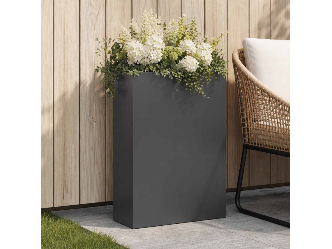 Vidaxl Vaso De Jardim Preto 40 X 20 X 75 Cm Aço Laminado A Frio