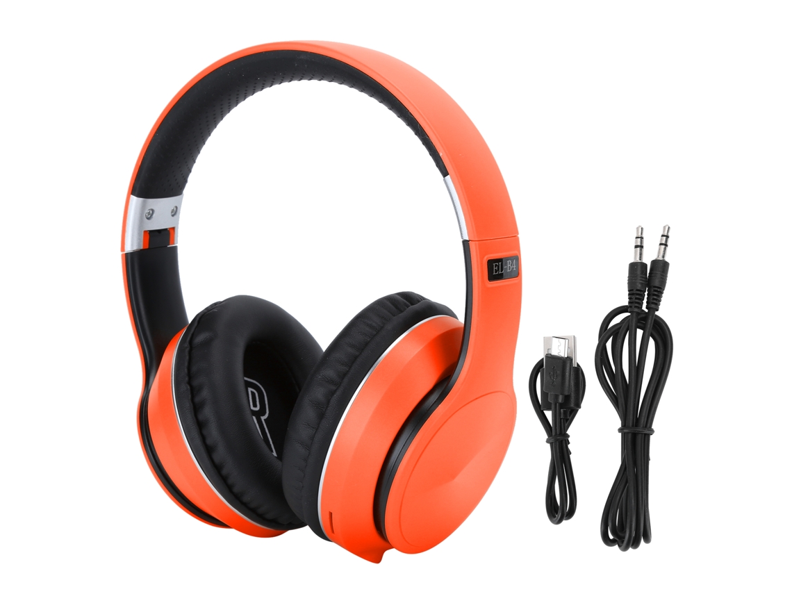Auriculares Deportivos Estéreo Inalámbricos Bluetooth Plegables con Diadema y Modo Radio Naranja S/MARCA