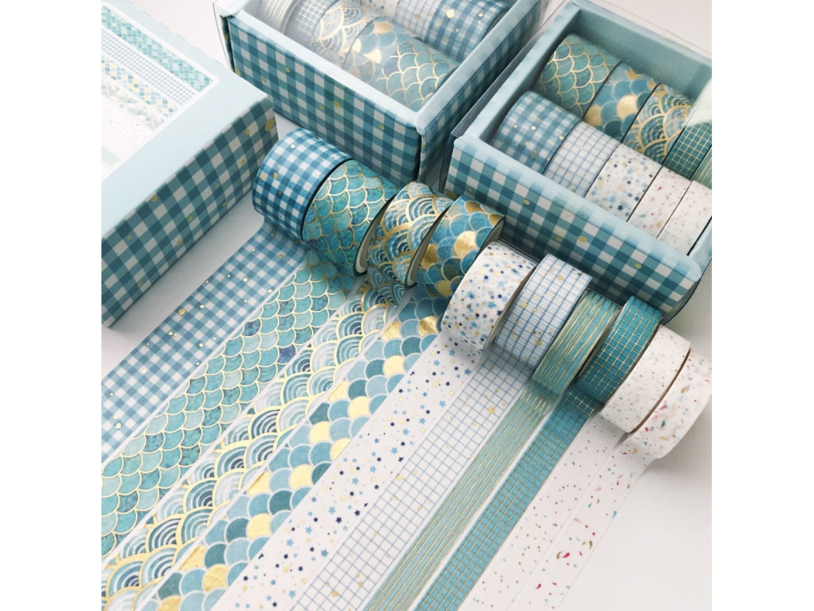 Fita Adesiva, 20 Rolos, Dourada, Artesanato, Scrapbooking E Embrulho De Presentes, Azul