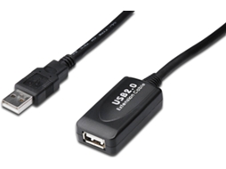 Cabo USB DIGITUS USB A/USB A 25 m Macho/Fêmea Preto