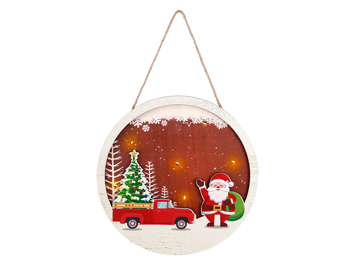Placa de Madeira de Natal com Luzes Led Enfeites para Porta e Janela NEVEANCE