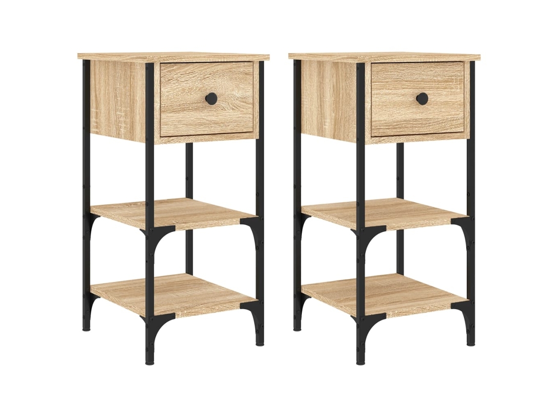 Bedside Cabinet, Bedside Cabinets Vidaxl Marrom Madeira Processada (n/a)