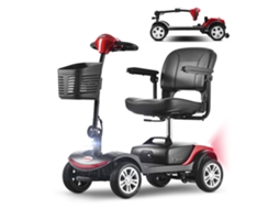 Scooter 4 Rodas Idosos 300w 6km Bateria Removível Vermelha VELTRIX