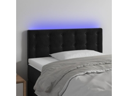 Vidaxl Cabeceira De Cama C/ Luzes Led Veludo 90x5x78/88 Cm Preto