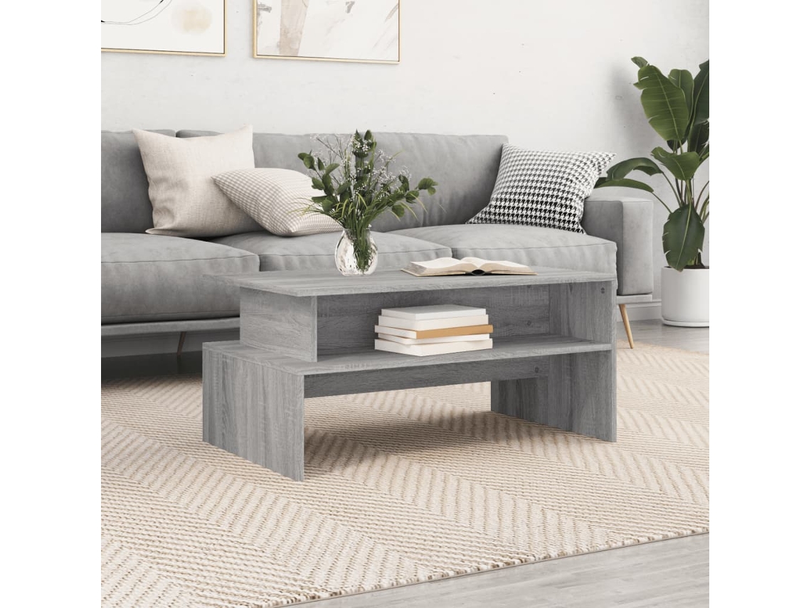 Vidaxl Mesa De Centro 90x55x42,5 Cm Derivados De Madeira Cinza Sonoma