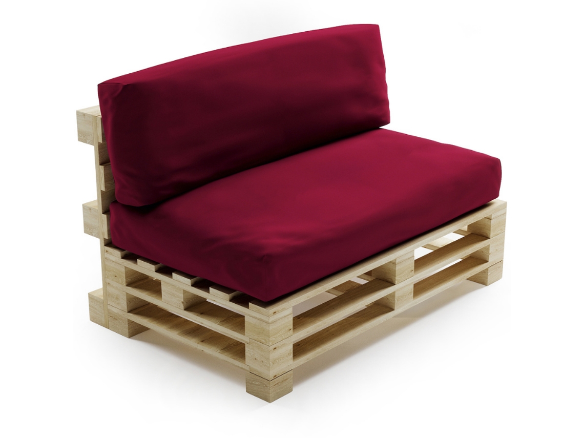 Almofada Amovível Para Paletes Conjunto Poliéster Bananair 120x80cm/120x40cm Vermelho