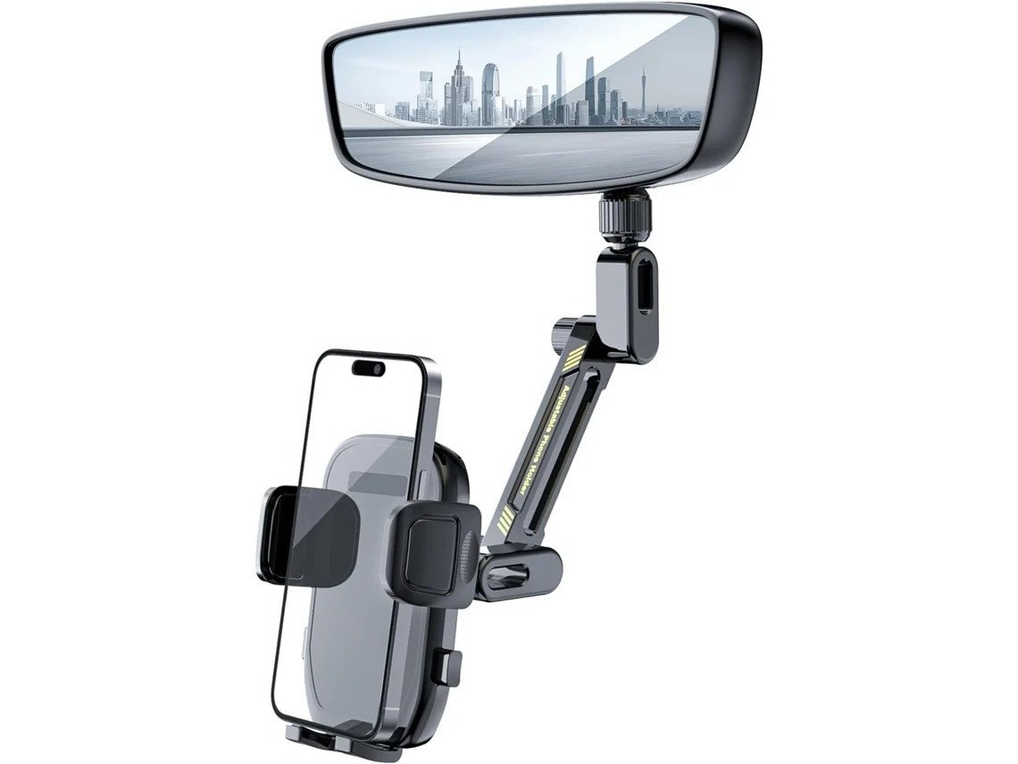 Suporte Para Celular No Espelho Retrovisor Do Carro, Suporte Para Celular No Espelho Retrovisor De Liga De Alumínio (preto)