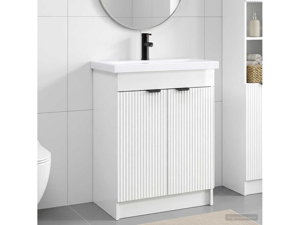 Vidaxl Conjunto De Móveis Para Banheiro Branco Brilhante