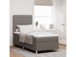 Vidaxl Cama Box Com Cabeceira Cinzento-acastanhado 90 X 190 Cm Tecido