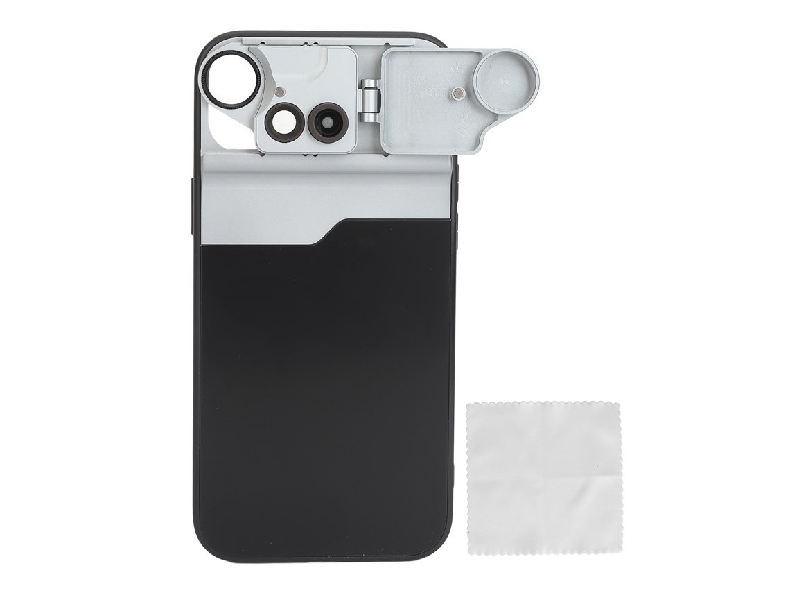 3 In 1 Phone Camera Lens Kit 10x Macro Cpl Fish Eye Telephoto Lens Cover With Magnetic Flip Top Protective Cover For Iphone 15plus LAXISCREED