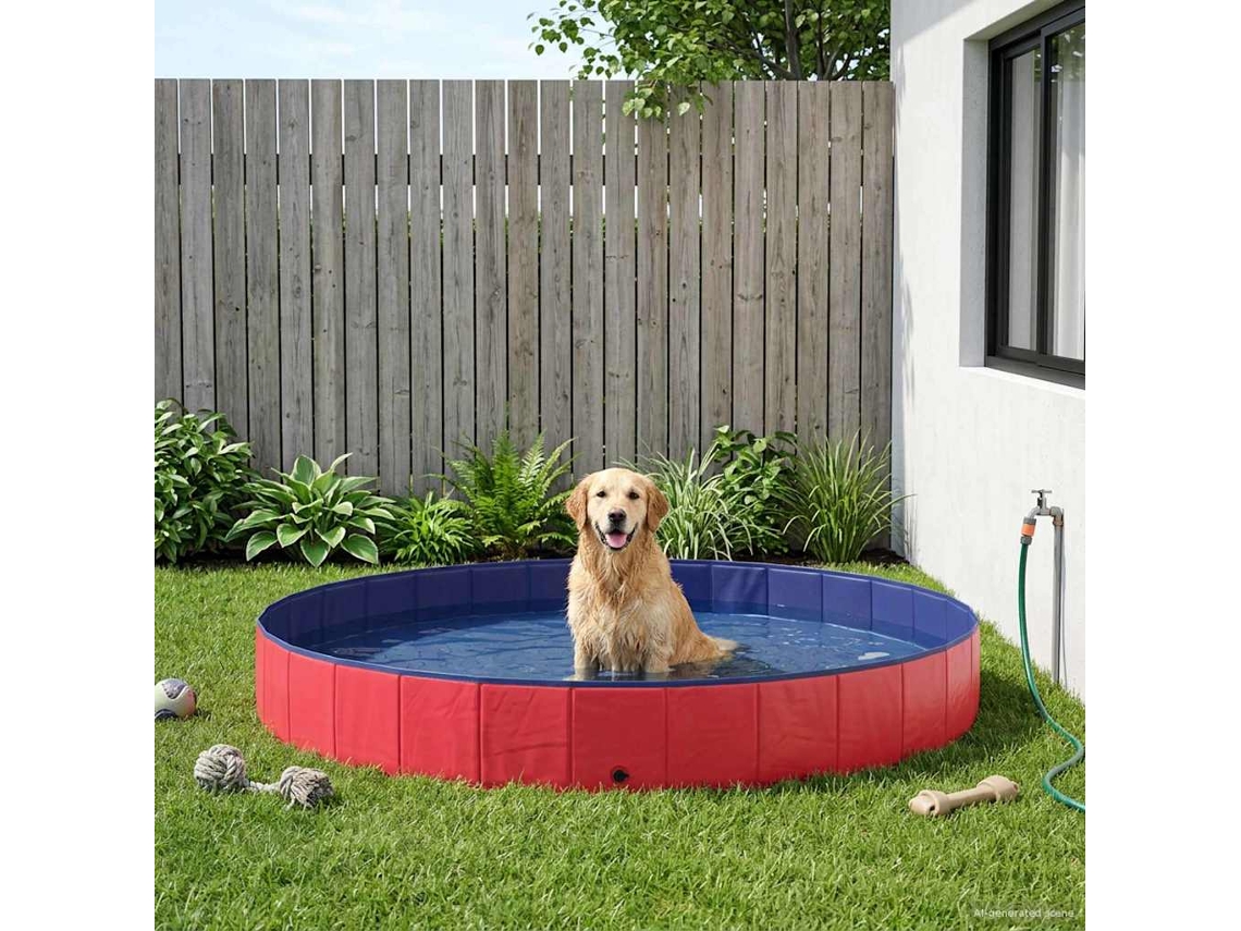 Vidaxl Piscina Para Cachorros Ø300 X 38 Cm Pvc Grosso Vermelho