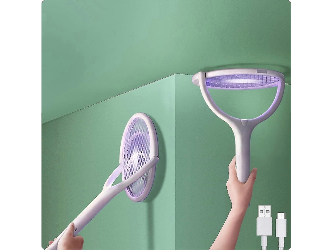 Raquete Elétrica Recarregável Com Cabeça Giratória, Mata-mosquitos Elétrico, Para Moscas, Lâmp Ada Anti-mosquitos, Anti-moscas, A