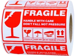 Etiqueta De Papel Autoadesiva Vermelha "frágil", Perfurada