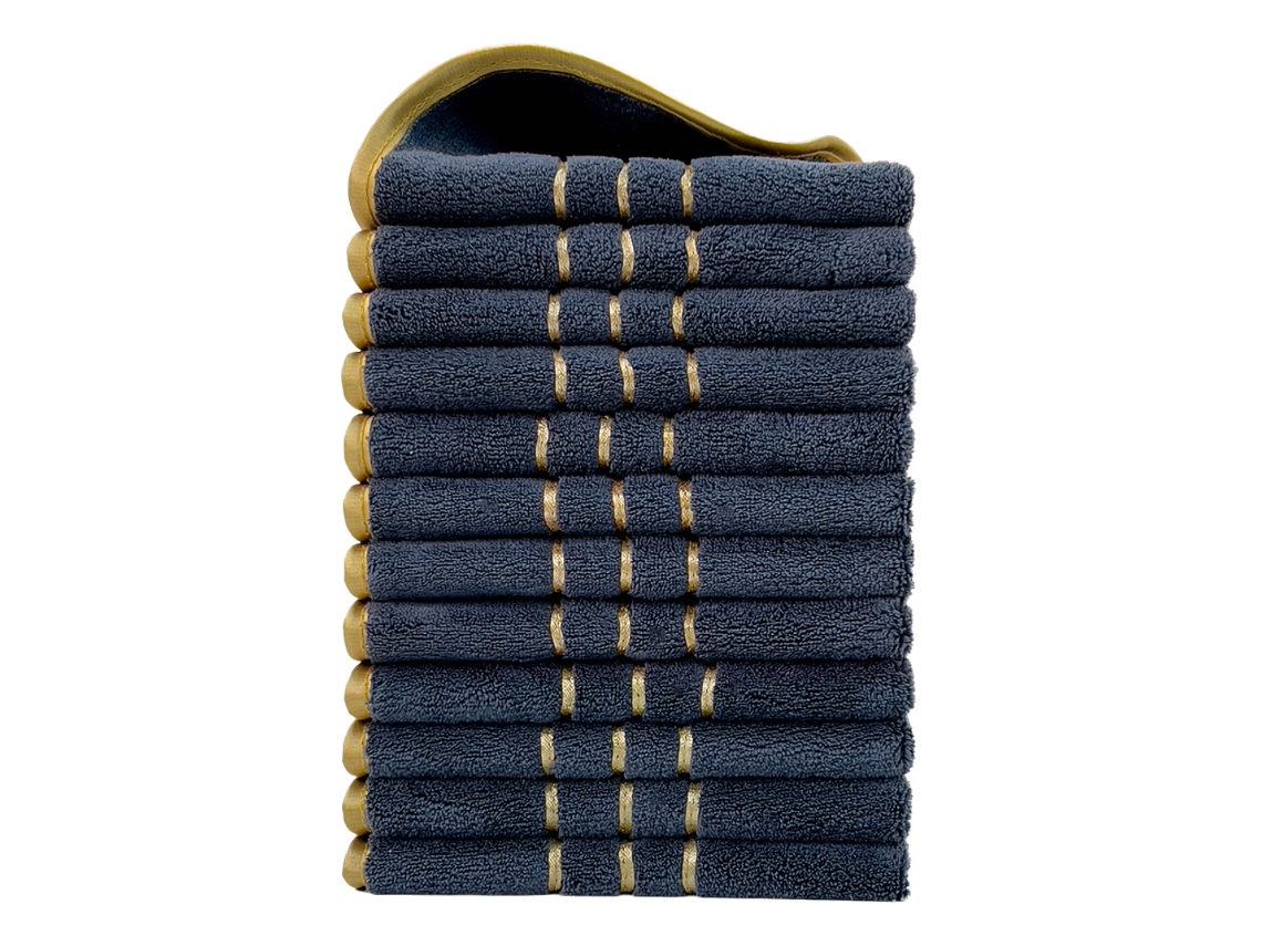 Conjunto de 12 Peças Toalhas de Mão em Fleece Coral, Macias e Absorventes,azul Escuro,34x34cm GERTIZ
