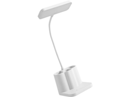 Luminária De Mesa Aramox, Luminária De Leitura Led Em Abs Com Porta Canetas, Cor Ajustável, Proteção Para Os Olhos