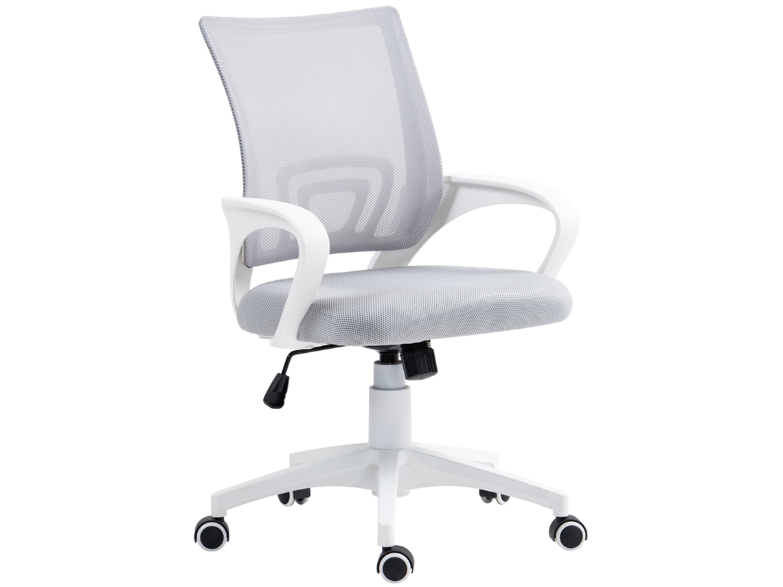 Cadeira De Escritório De Malha Giratória Com Altura Ajustável Função Basculante E Apoio Para Os Braços 57x55x89-109 Cm Cinza