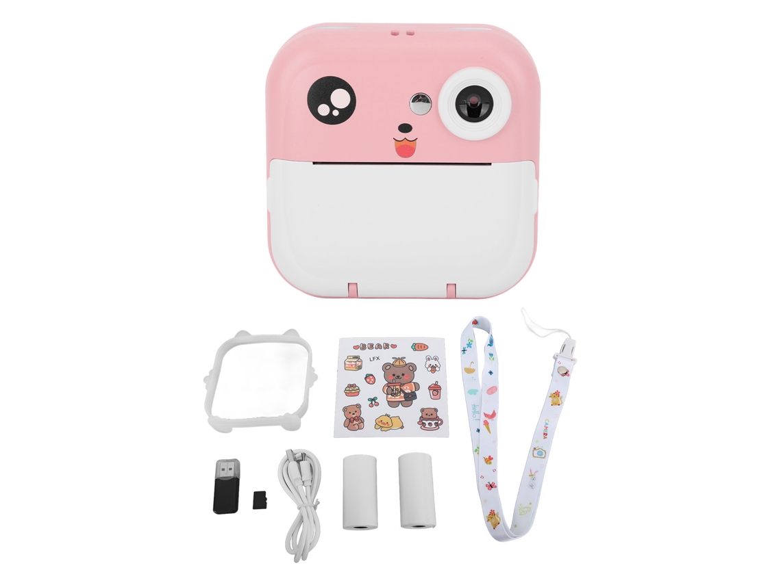Primerox câmera Instantânea Infantil Hd com Impressão Rápida, Câmeras Frontal e Traseira, Presente para Crianças Rosa