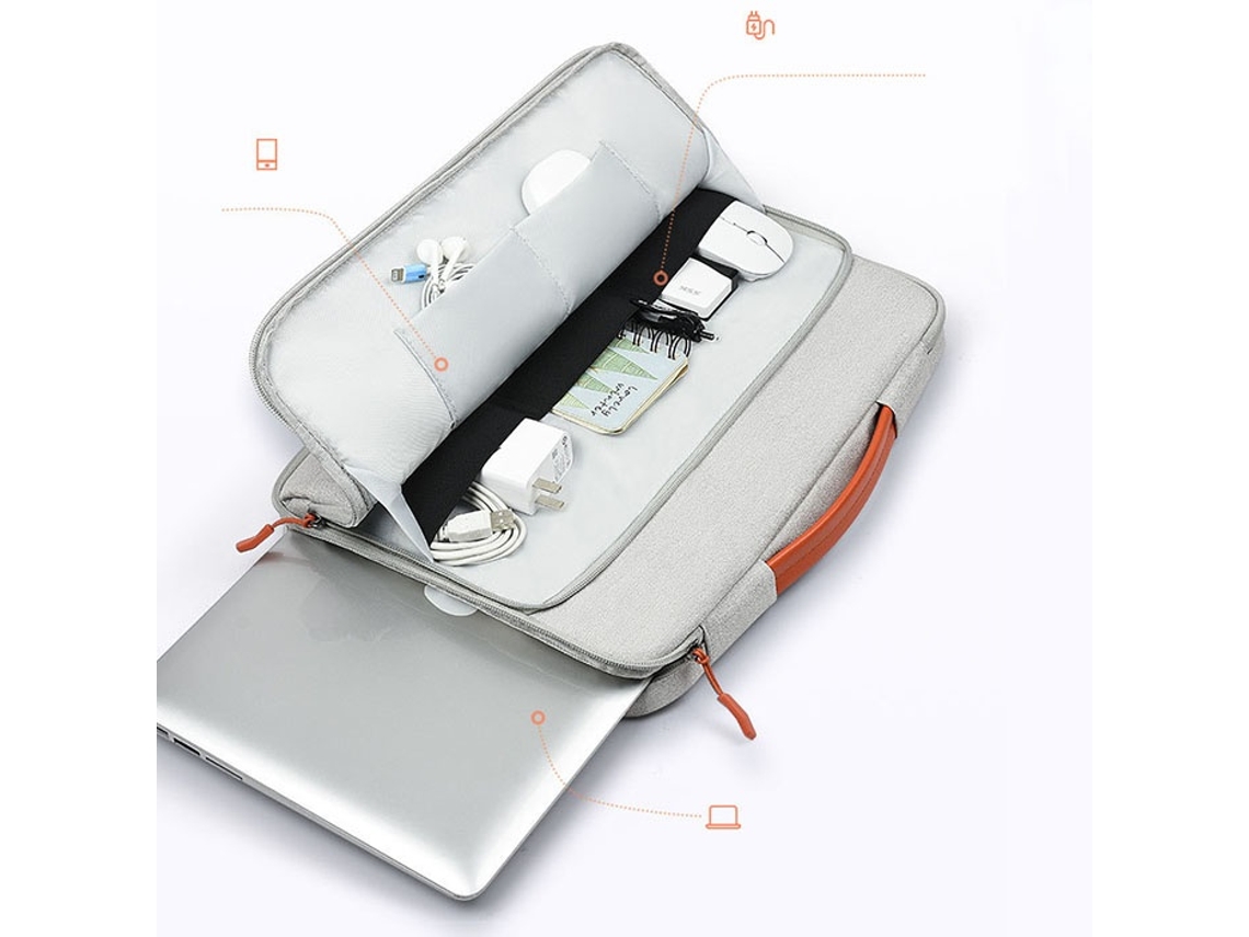Bolsa Para Computador Portátil 13 Polegadas Impermeável Com Interior Macio E Bolso Auxiliar Azul Elysve