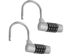 Conjunto De 2 Cadeados Combinação 4 Dígitos Para Armários, Cor Prata,