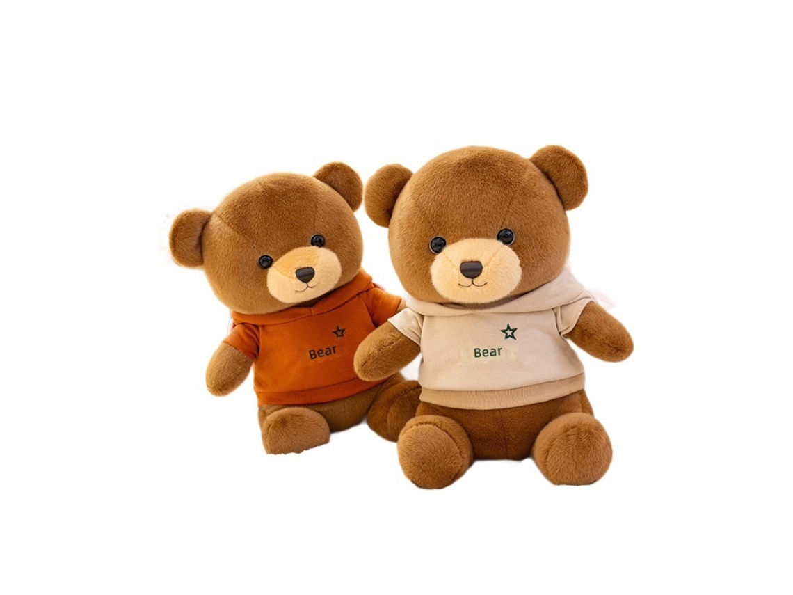 Urso Vestido com Moletom Laranja Pelúcia para Casamento, Máquina de Garra e Conforto Infantil CHABERLU
