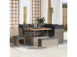 Vidaxl Conjunto De Sofá De Jardim Com Almofada Manual 8 Pcs Cinzeto