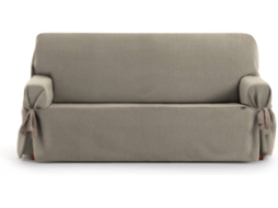 Capa de Sofá 3 Lugares EYSA Mid com Laços (110 x 70 x 230 cm - Poliéster e Algodão - Taupe)