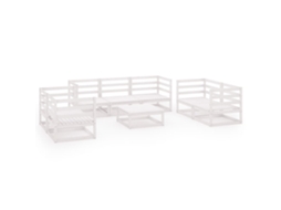 Conjunto Lounge Jardim Pinho Maciço Branco 8 Peças MAISON EXCLUSIVE