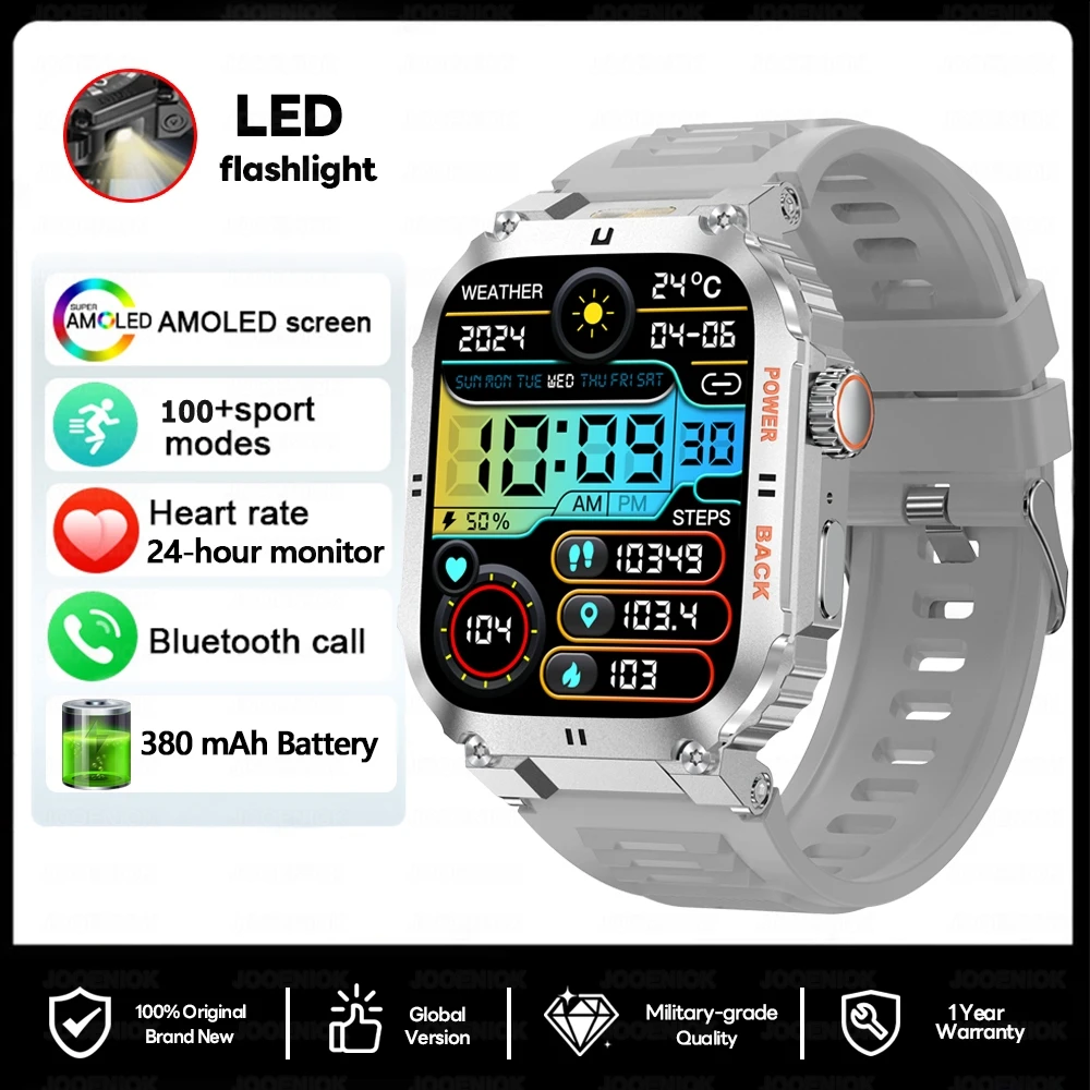 (cinza) Smartwatch Com Gps, Luz Led, Monitoramento De Saúde, Assistente De Voz Com Ia, Resistente À Água