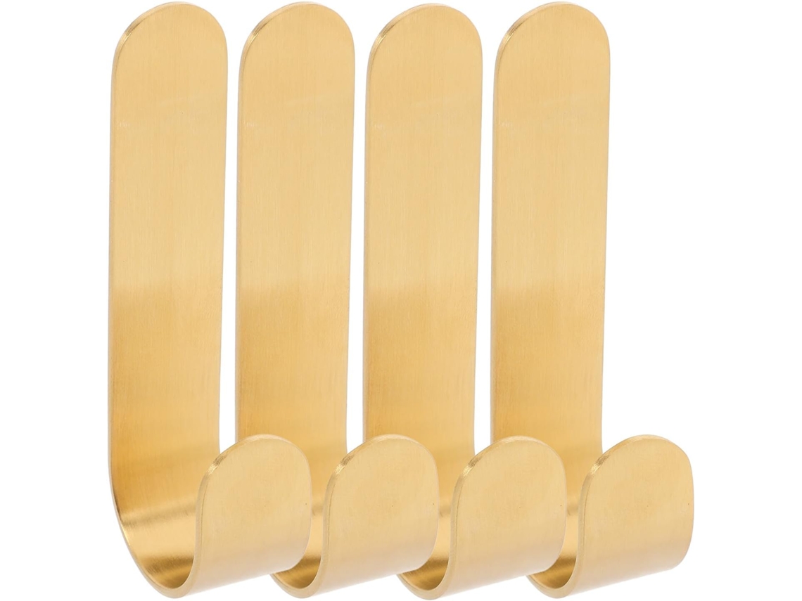 Conjunto De 4 Ganchos Parede Em Latão Dourado Para Banheiro, Ideais