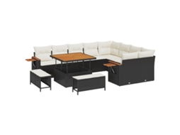 Conjunto 12 Conjunto De Sofá De Jardim Vidaxl Preto Vime Pe (100 X 100 X 71 Cm)