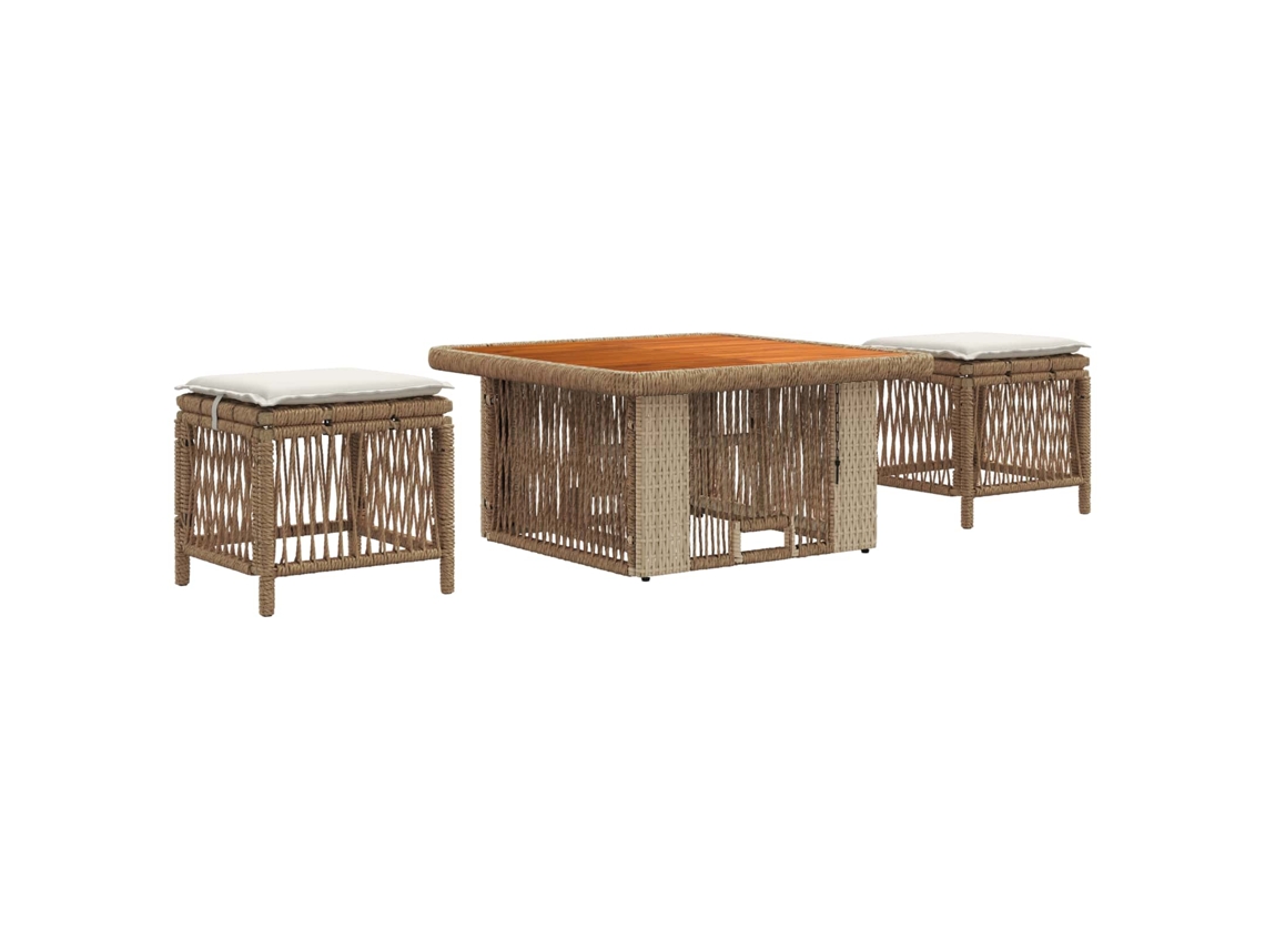 Maison Exclusive - Conjunto De Jantar Para Jardim 3 Pcs Bege E Creme Vime Pe