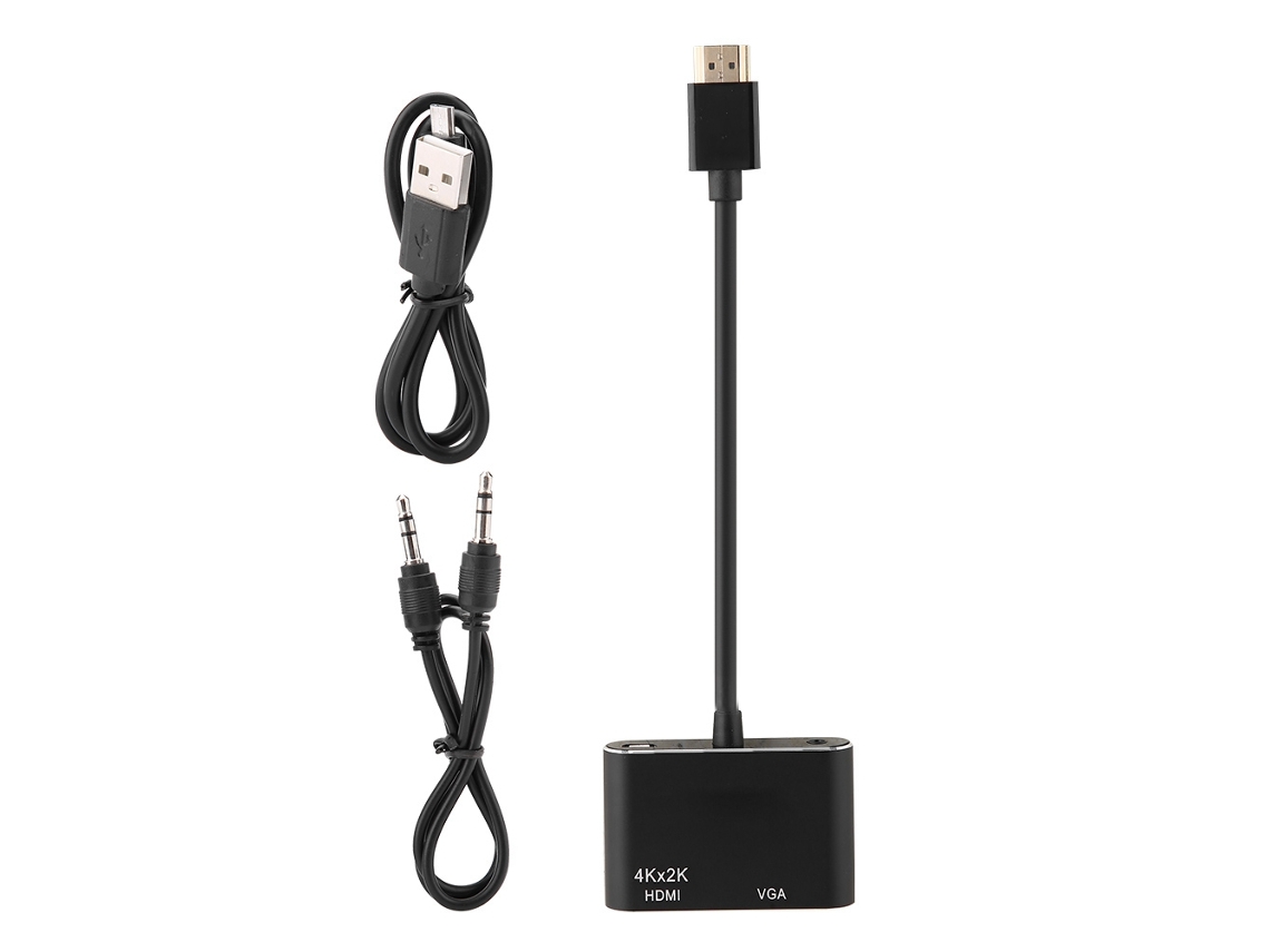 Cabledeconn Conversor De Vídeo Hd Hdmi Para Hdmi Vga 2 Em 1 Áudio 3.5mm 4k*2k 1920*1080
