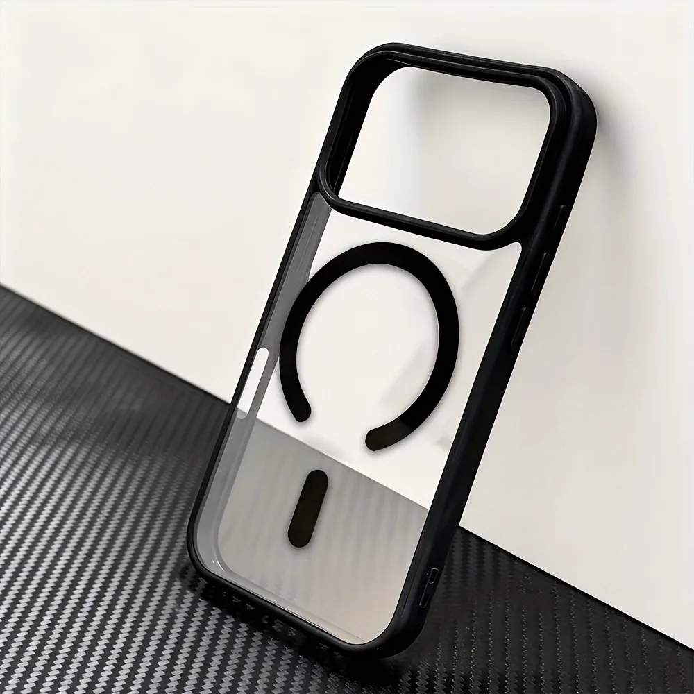 Capa Transparente Magnética Magsafe Para Iphone (iphone Air Preto), Compatível Com Carregamento Sem Fio.