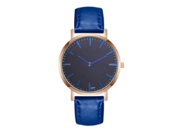 Reloj De Cuarzo Para Hombre Con Correa De Cuero Pu, Esfera Redonda Y Cristal De Zafiro