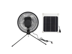 Ventilador de campismo Ao Ar Livre (com energia solar e estojo de transporte, design triplo portátil)