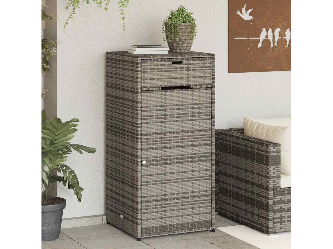 Vidaxl Armário De Arrumação Para Jardim 55x55x111 Cm Vime Pe Cinzento