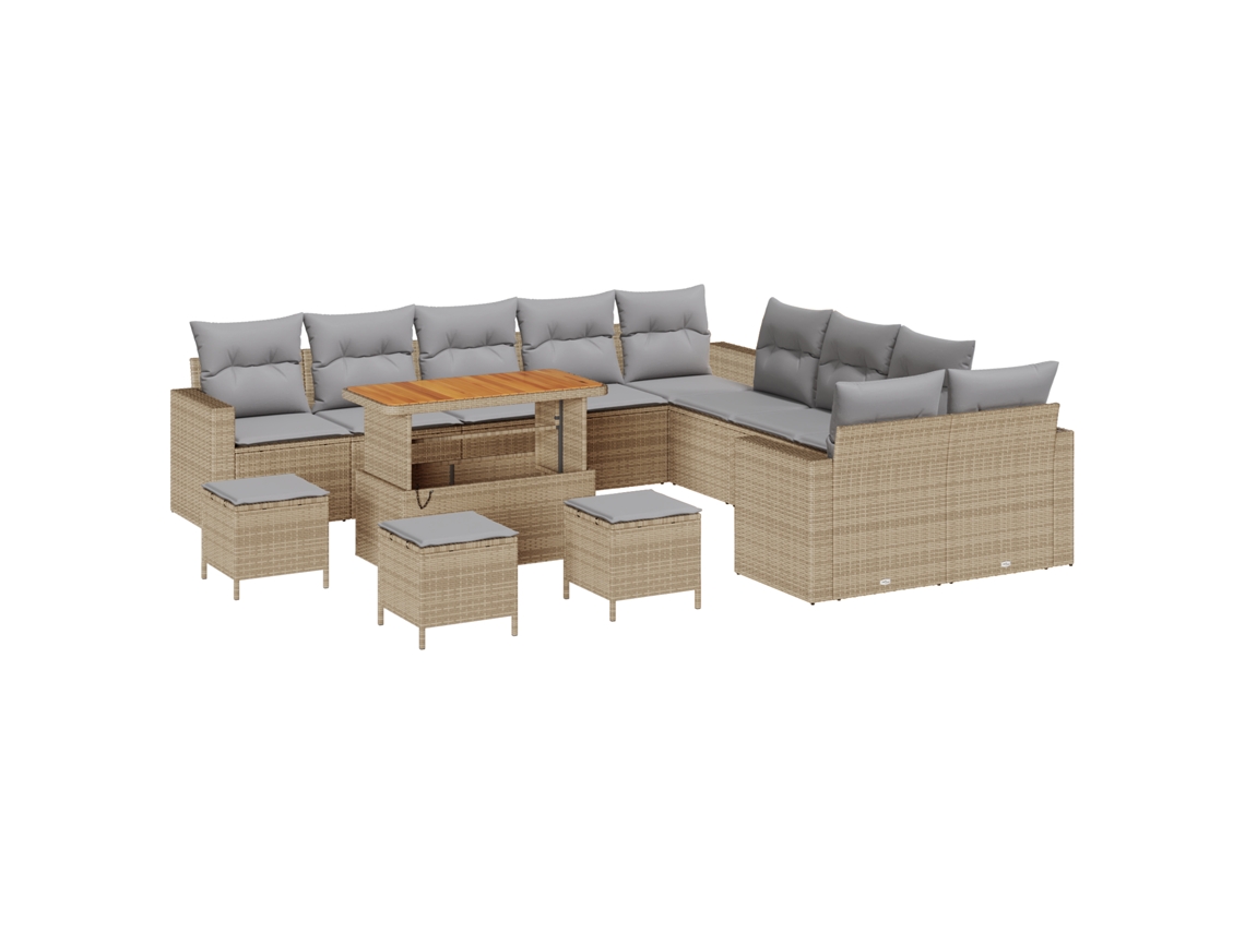 Conjunto 18 Sofá Modular Vidaxl Bege Vime Pe (296 X 289 X 85 Cm)